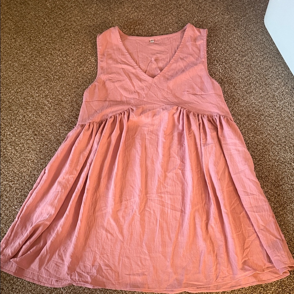 Women’s Pink Sleeveless V-Neck Summer Dress